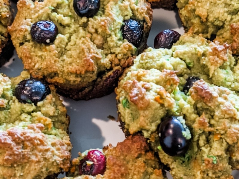 Low-Carb, Gluten-Free, Blueberry Muffins with Spinach &&nbsp;Carrots